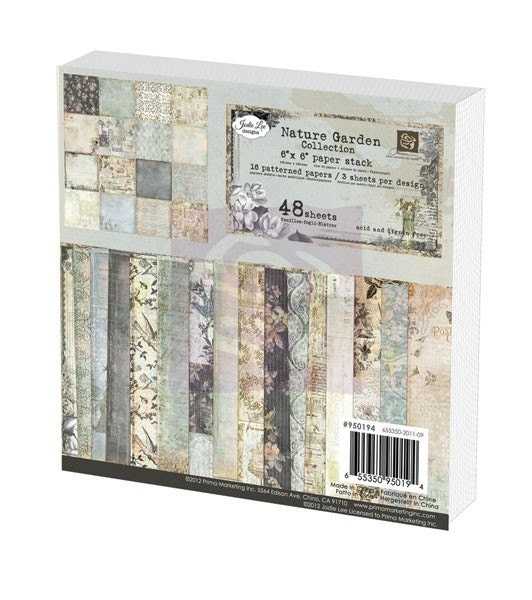 Prima Marketing Nature Garden Collection 6x6 Paper Pad 48 sheets Beautiful Vintage designs, scrapbooking paper pad flowers roses flourish