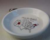 CUSTOM Ceramic Ring Holder - Your Names and Wedding Date -  and your state
