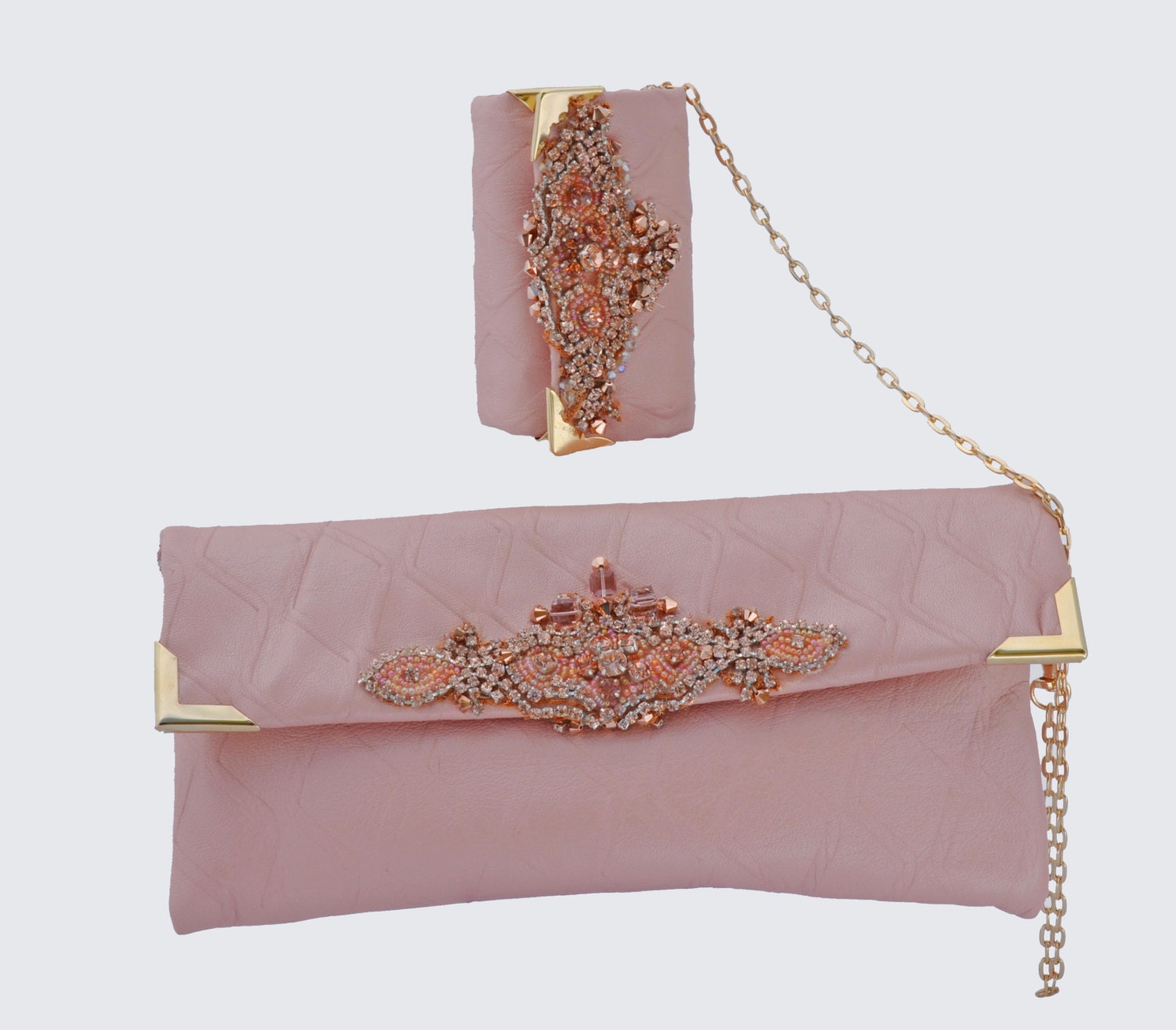 Wedding Rose Leather Clutch Cuff