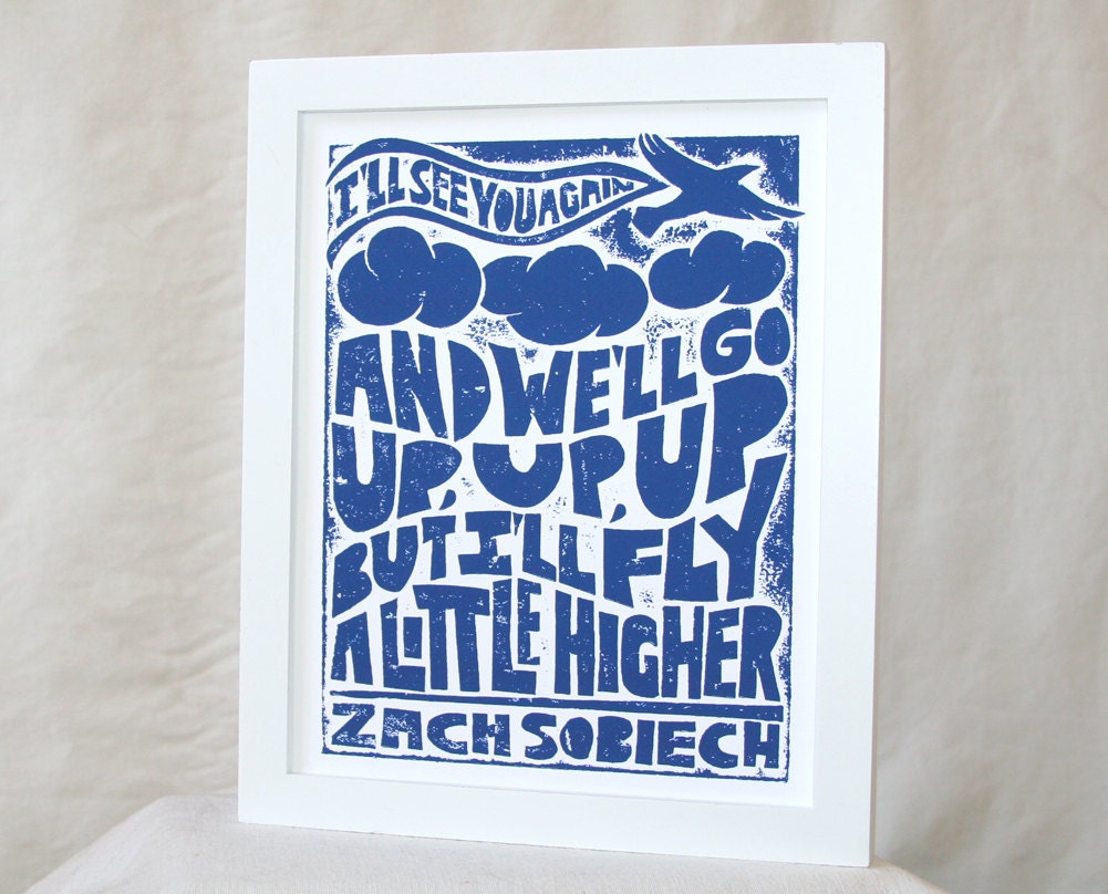 5x7 CLOUDS - Zach Sobiech Lyric Print - Raw Art Letterpress