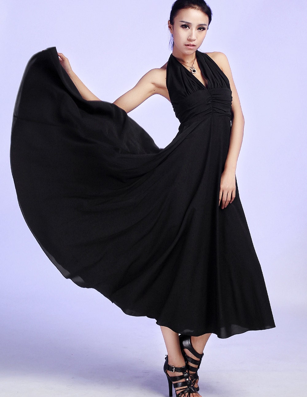 Black chiffon maxi dress