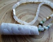 Jade Snake Dragon Pillar Rainbow Moonstone Peruvian Opal Chinese Zodiac Magnetic Clasp