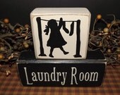 Laundry primitive wood blocks