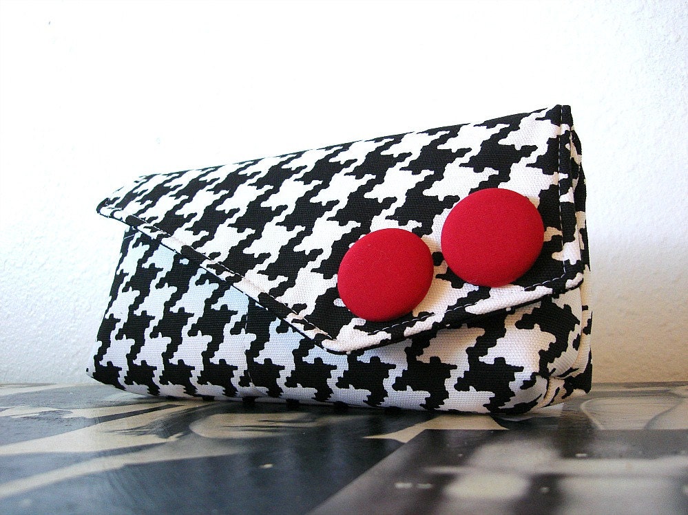 Black and White Houndstooth Pocket Clutch