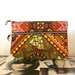 Olive and Pumpkin Vintage Print Double Zipper Clutch