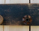 Reclaimed Wood - Coat Rack - Rustic Shabby Cottage - Wall Hanging - Hooks - 32 Inch - Antique Bobbin Spools