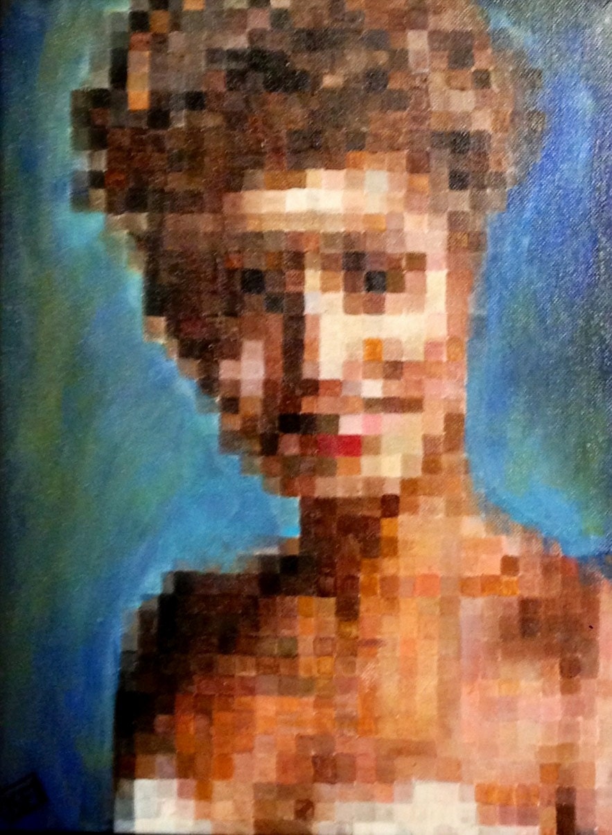 Pixelated 8 bit Twin Peaks Laura Palmer Pop Art Original Acrylic Painting Artwork Kristin Frenzel