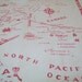 SALE - Midcentury linen tablecloth, souvenir, Alaska, 1960s, 1950s, table cloth, linen, supplies, cutter cloth