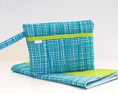 Teal Crosshatch Diaper Clutch (with matching changing pad)