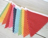 Birthday Decoration Photo Prop Fabric Banner Fabric Flags Baby Nursery Decor - Rainbow Gingham - Ready to Ship