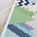 Bunting Banner Fabric Flags  - Navy Blue, Green and Aqua Blue Chevron - Ready to Ship