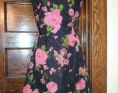 SALE Vintage 60s pink ROSE garden party full skirt chiffon tea Dress Size small