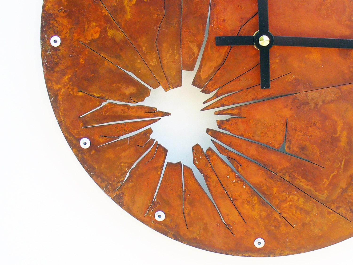 Shattered Metal Wall Clock I (Rusted)