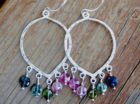 Fringe Earrings...Rainbow Tourmaline and Sterling Silver