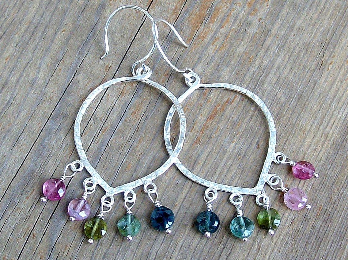 Fringe Earrings...Rainbow Tourmaline and Sterling Silver