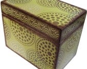 Recipe Box Decoupaged , Handcrafted, Kitchen Storage, Organization, Holds 4x6 Recipe Cards  MADE To ORDER Retro Mod Green Circles