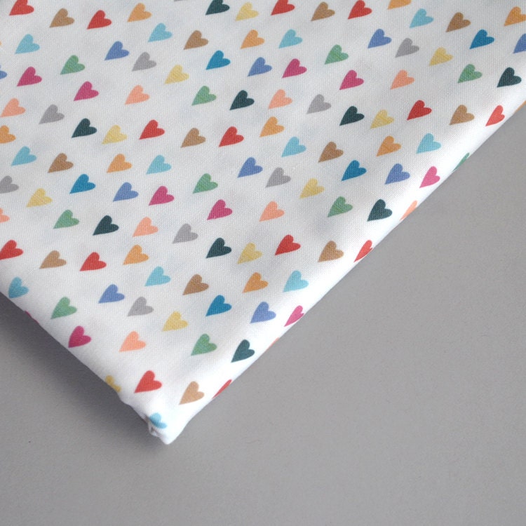 hearts - rainbow fabric - original fabric - fat quarter - heart fabric