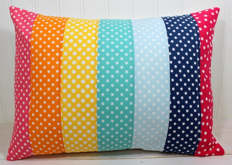 Nursery Pillow Cover - Baby Nursery Decor - 12 x 16 Inches - Rainbow Dots