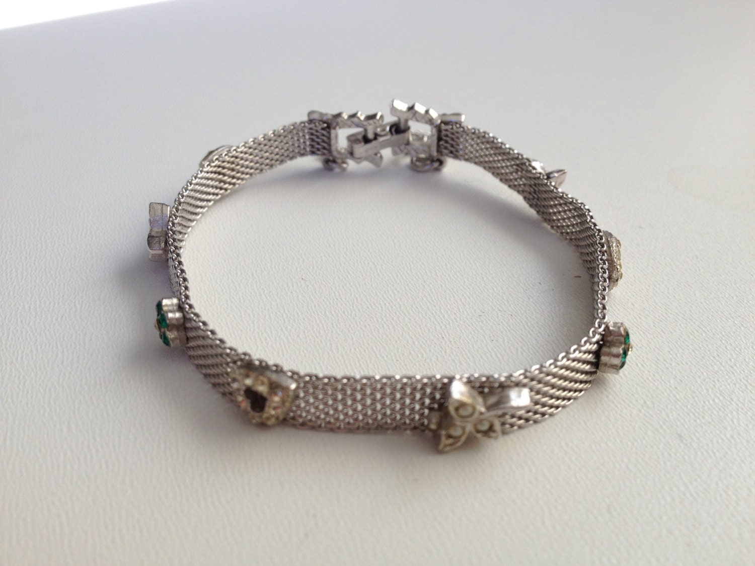 Silver Mesh Bracelet, Goldette Victorian Revival