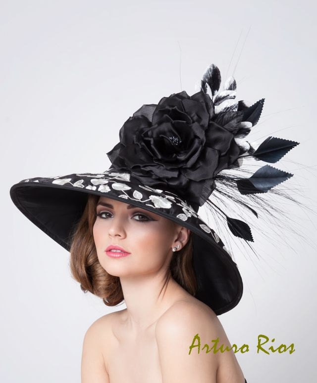 Black and white Couture Derby Hat, Women's Derby Hat