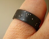 Uranus -  Starry Night, Rustic Heavy Band in Sterling Silver