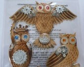 STEAMPUNK OWLS Jolee's Boutique Scrapbooking Wholesale Stickers - Animals, Wheels, King