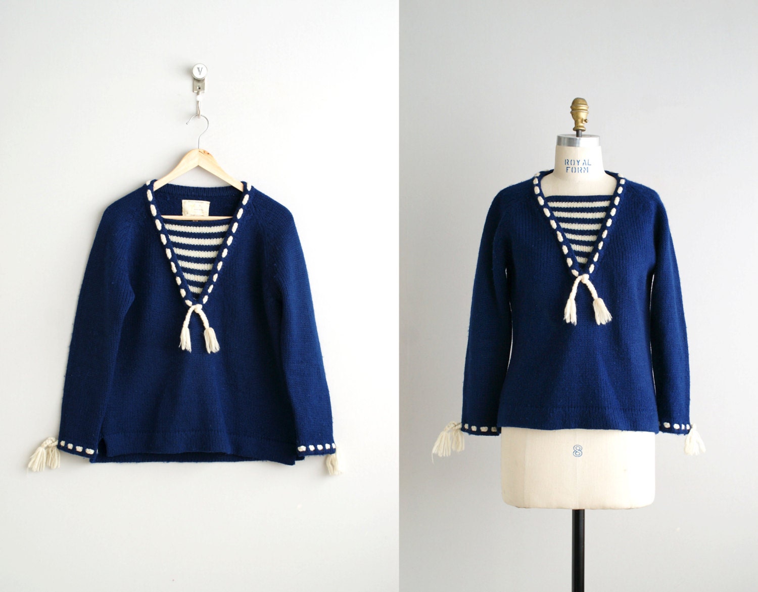 60s sweater / 1960s wool sailor sweater / Marine Girl sweater