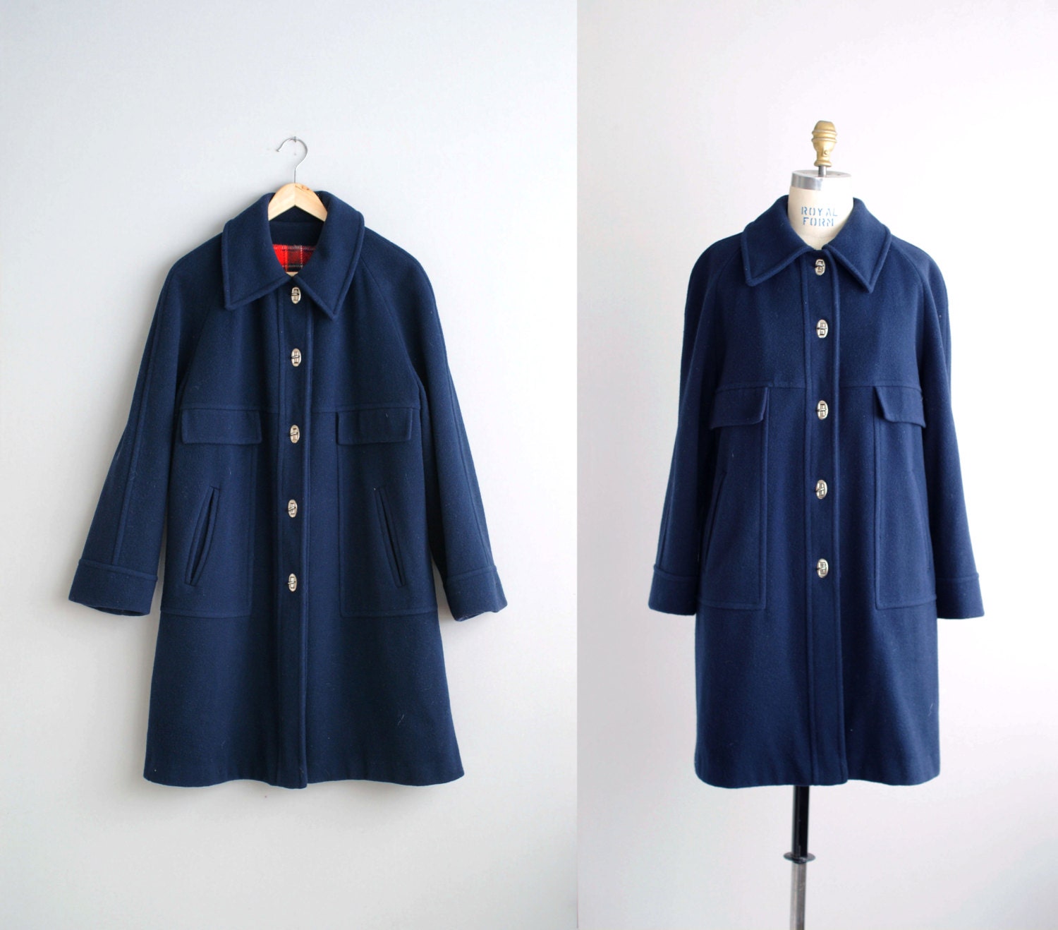 60s coat / 1960s navy wool coat / Carrington coat