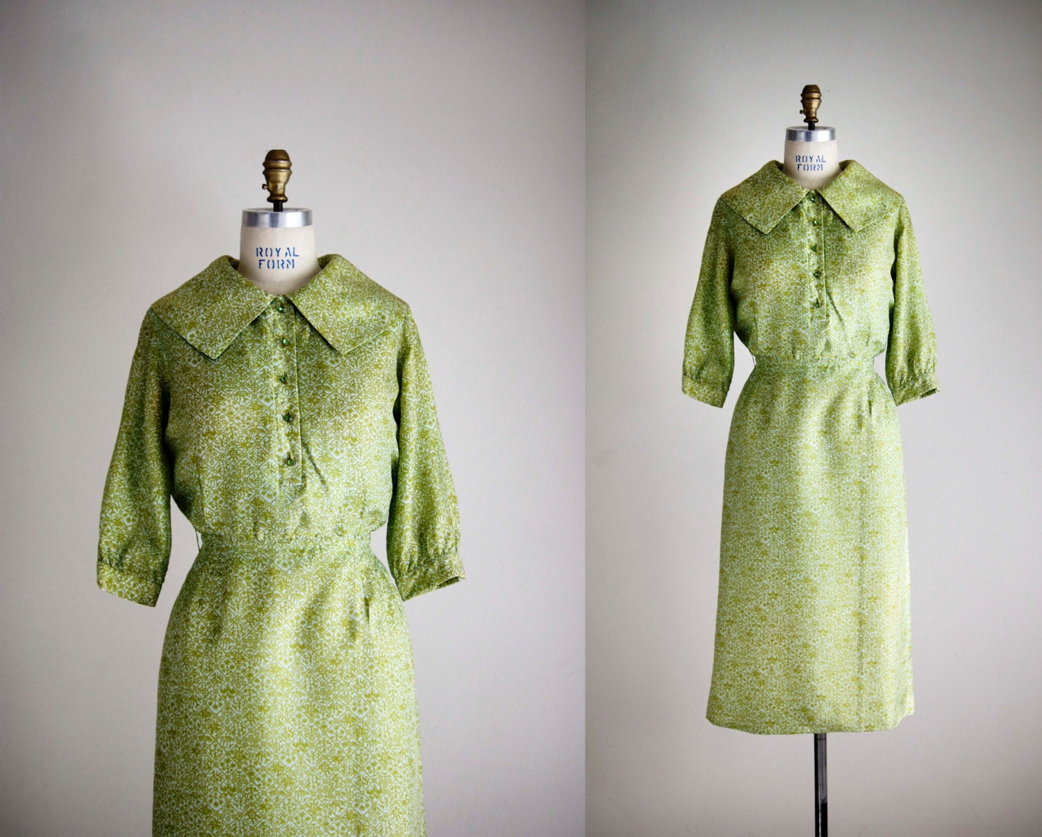 50s dress / 1950s silk day dress / Regent St dress