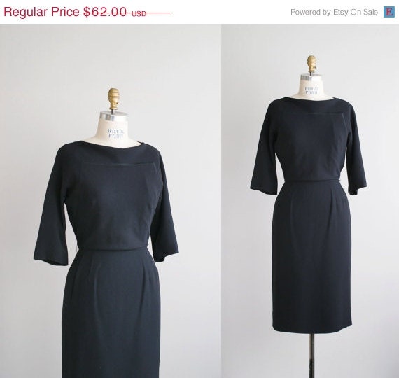 25% OFF SALE 50s dress / 1950s black sheath dress / Maxine dress