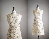 25% OFF SALE 60s dress  / 1960s linen cutout dress / Adria dress