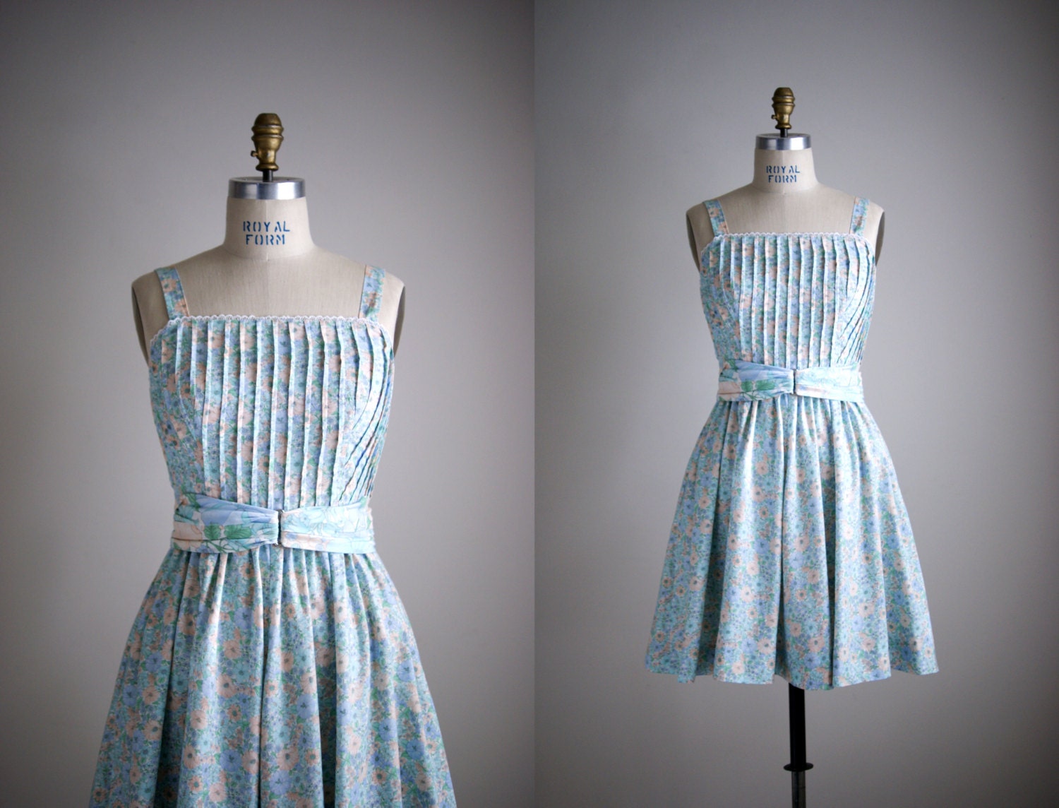 70s dress / 1970s floral cotton sundress / Dewmist dress