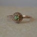 Rose Gold Halo Ring With Merelani Mint Garnet and Diamonds - Introductory Price
