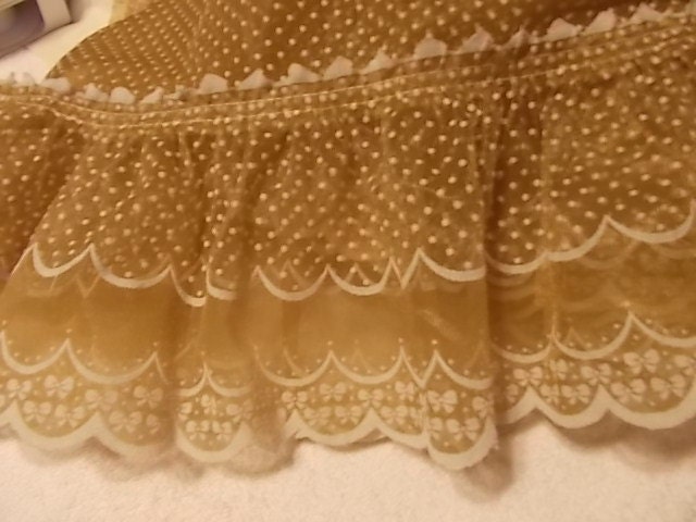 Vtg Swiss Dot,  Ruffled curtains, 2 pairs,/ EXCELLENT CONDITION, French Country, Romantic Era, altered couture