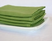 Cloth Napkins, Organic Cotton, Hand Dyed in Avocado Green, Set of 4 Sixteen inch Dinner Napkins, Made in the USA
