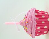 First Birthday Party CUPCAKE CANDLE HOLDER ,birthday decoration ,photo prop cupcake ,photography prop ,Keepsake,Cake Topper Cupcake, pink