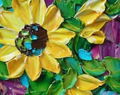 Oil  Painting  Sunflower Textured  Impasto Still life