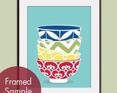 Modern Pattern Stacked Bowls 8x10 Art Print (Featured in Assorted Colors) Customizable colors (Buy 3 Get One Free)
