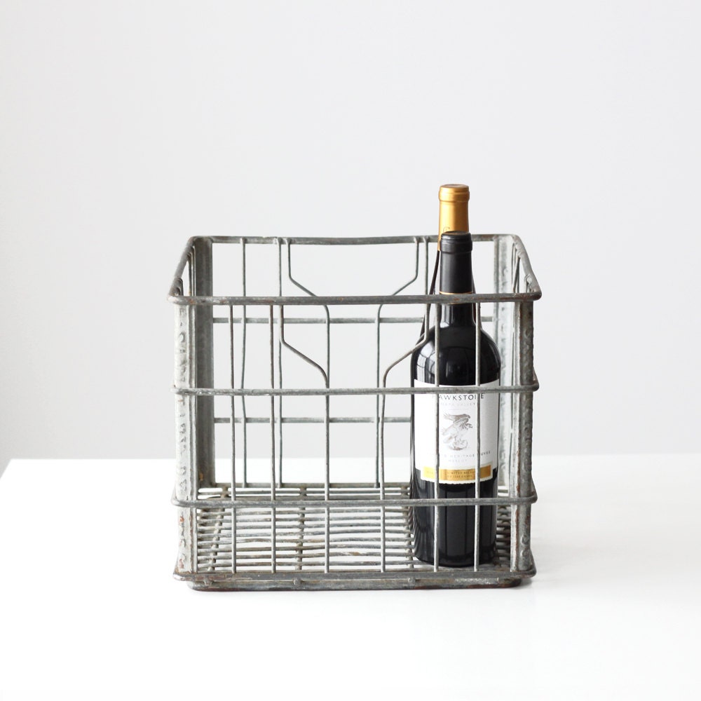 Vintage Galvanized Milk Crate