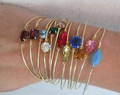 Birthstone Bracelet - Choose Silver or Gold, Birthstone Bangle Bracelet, Birthstone Jewelry, Birth Stone Bracelet, Birth Stone Jewelry