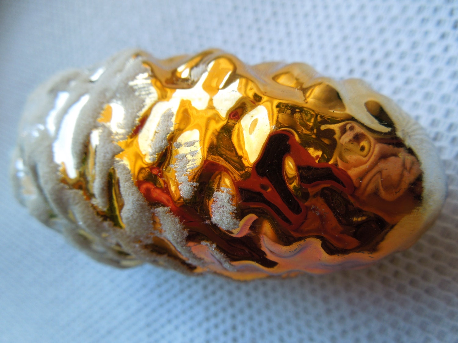 Russian ussr Christmas decoration ornaments cone glass painted yellow 1970s