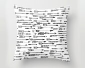 Arrows Black and White Pillow Cover 16X16  Hidden Zipper