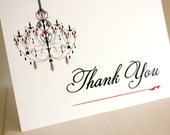 Thank You Card Chandelier Wedding Red Black White Elegant Bridal Shower Set 25