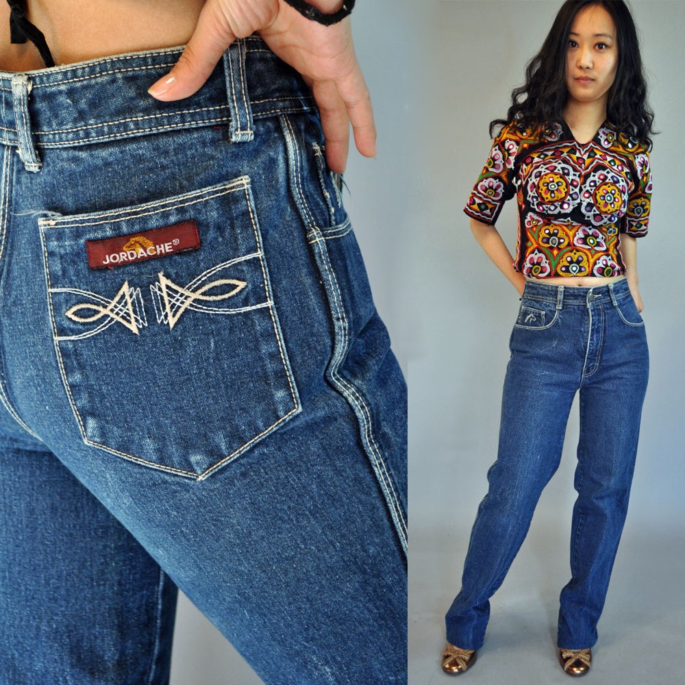 vintage 70s high waisted jeans / Vintage JORDACHE denim blue jeans / Boyfriend Fit Size S / 28 x 34