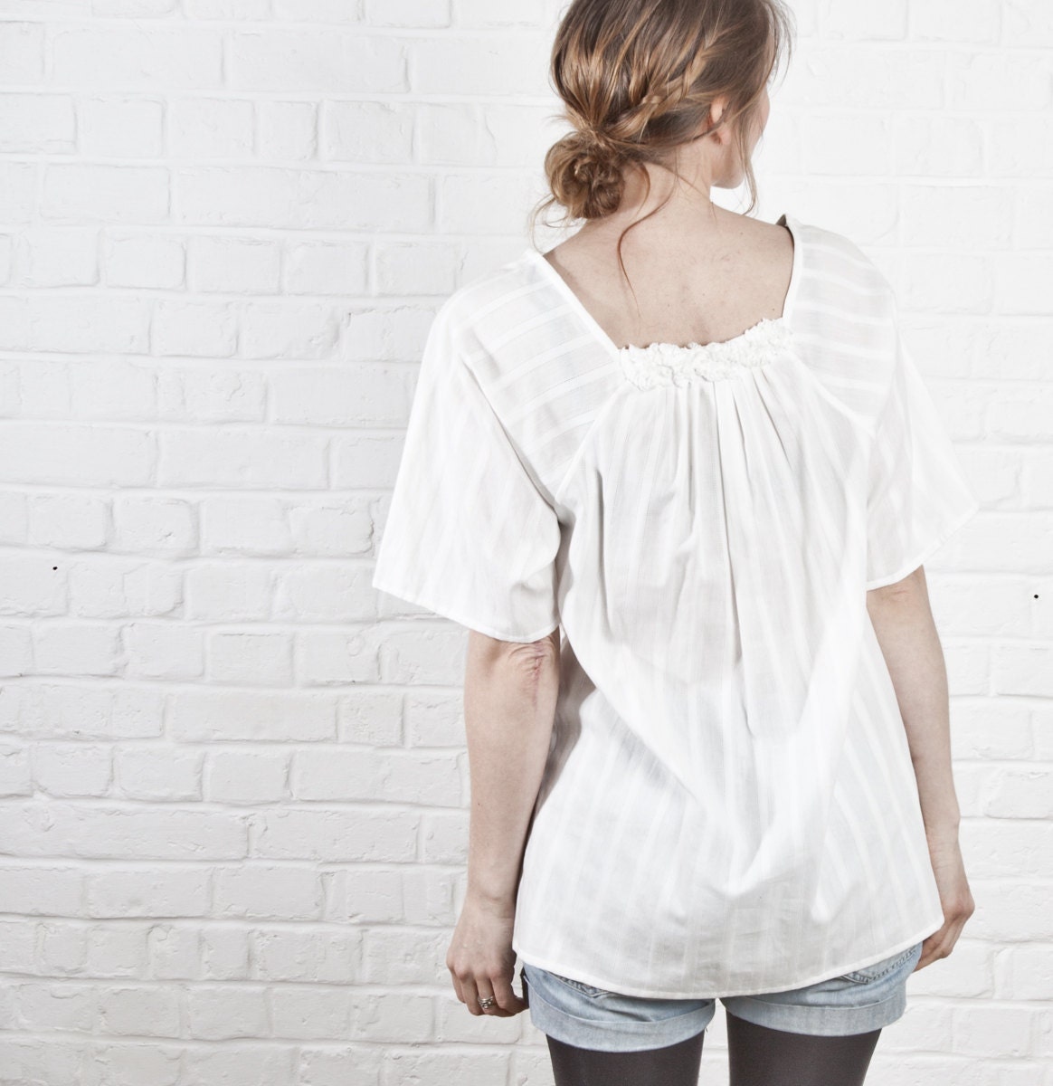 Flora Coral Tunic Blouse, Day Night, Chenille detail, Oversized Drape Ruffle Lightweight, Bohemian, Boho, Hippie, medium