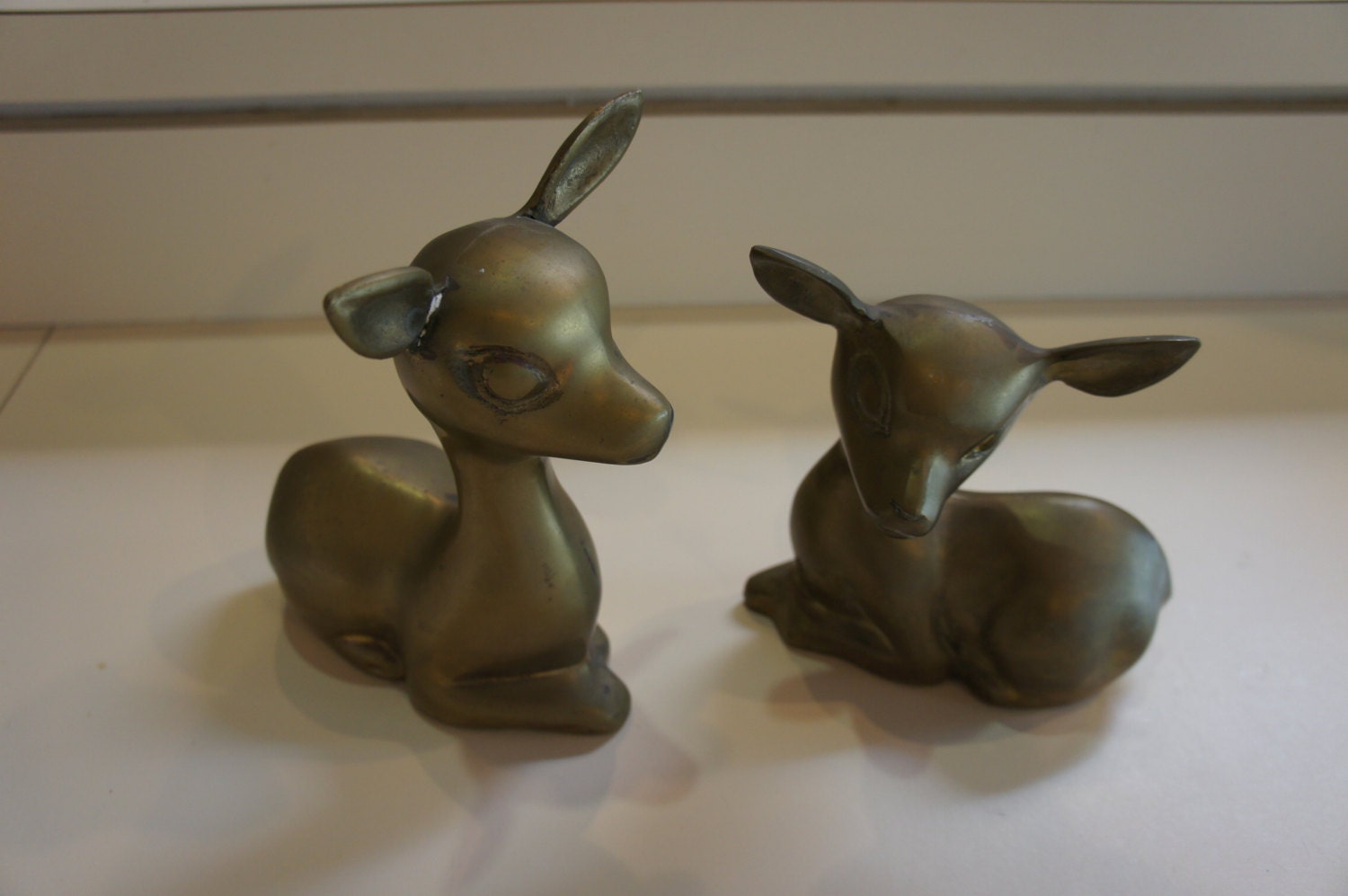 Vintage 1960s Large Brass Deer Mid Century Figurines