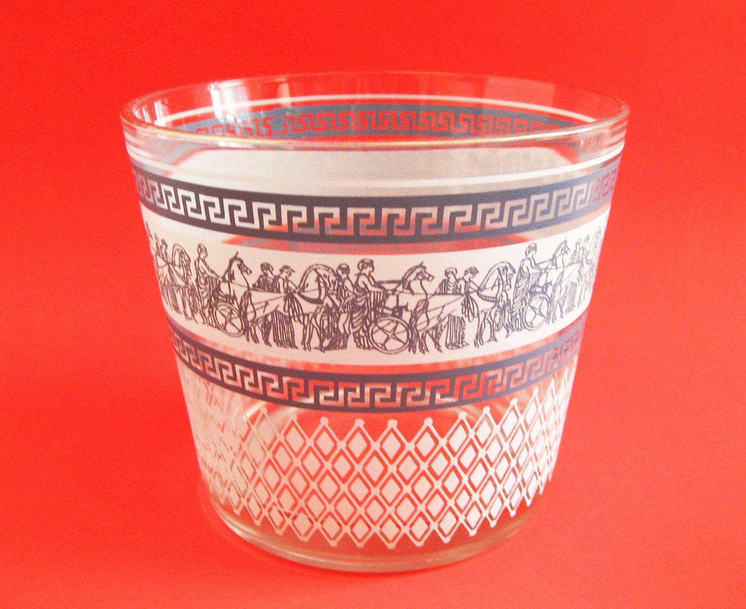 Vintage Jeannett Glass Ice Bucket in Patrician Greek Pattern