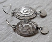 Sterling Silver Earrings Swirl Antique Finish - Oz Earrings with dangle