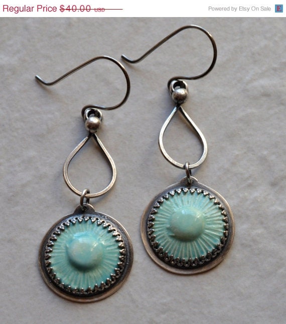 SALE Sterling Silver and Ceramic Earrings