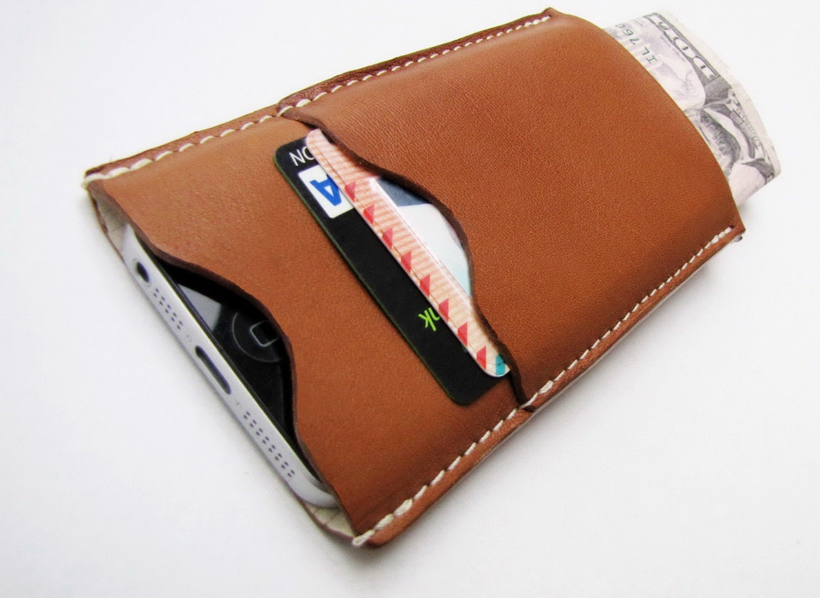 PERSONALIZED iPhone 5 Case, Card Case & Wallet in Natural, Camel, Italian Nappa Leather. Leather Lining. Handmade Unique case